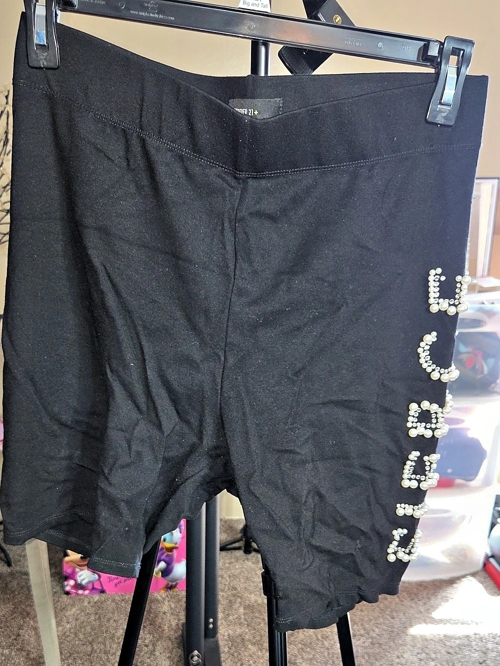 Forever 21 Embellished Bike Shorts in Black Size Medium Like New